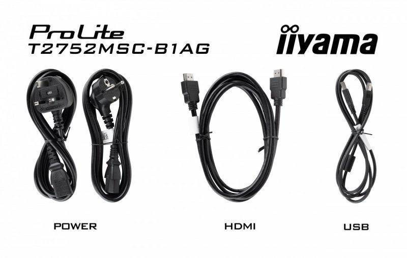 IIYAMA Monitor 27 cali T2752MSC-B1AG 10 PKT. POJ,IPS,HDMI,DP,2x1W,7H,2xUSB,  400cd^m2,AG-(Anti Glare)
