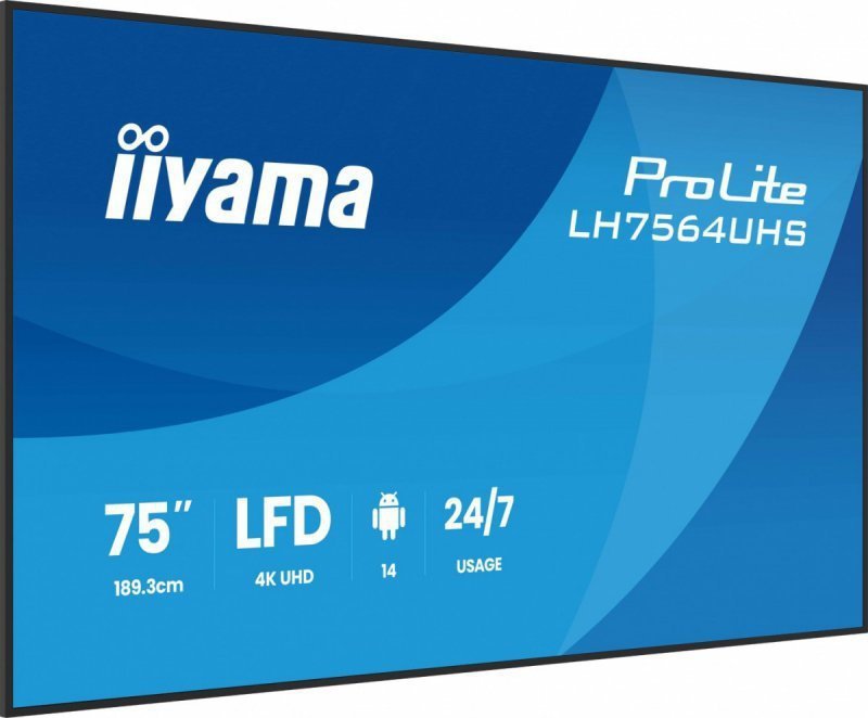 IIYAMA Monitor 75 cali LH7564UHS-B1AG, 24^7,VA,ANDROID14,4K,500cd,5000:1,    2xHDMI ,USB-C,RJ45, RS-232c, IR, 2x10W, 2xUSB, UCHW