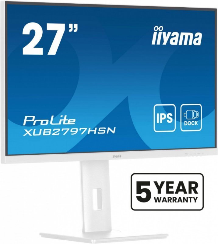 IIYAMA Monitor 27 cali XUB2797HSN-W2 IPS,FHD,USB-C Dock,HAS,300cd,1ms,sRGB99%,100Hz,HDMI,DP-out,USBx4,RJ45,2x2W^5y^