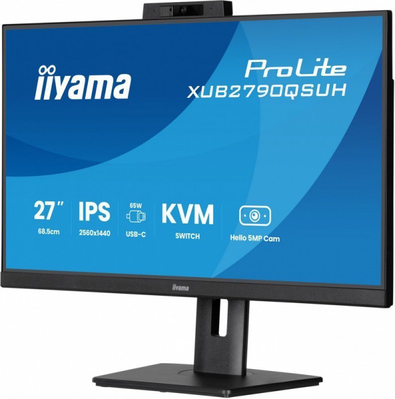 IIYAMA Monitor 27 cali XUB2790QSUH-B2 IPS,QHD,CAM,MIC,HDMI,DP,3xUSB(3.2),  100Hz,ADAPTIVE SYNC,FlickerFree,2x2W,WINDOWS HELLO