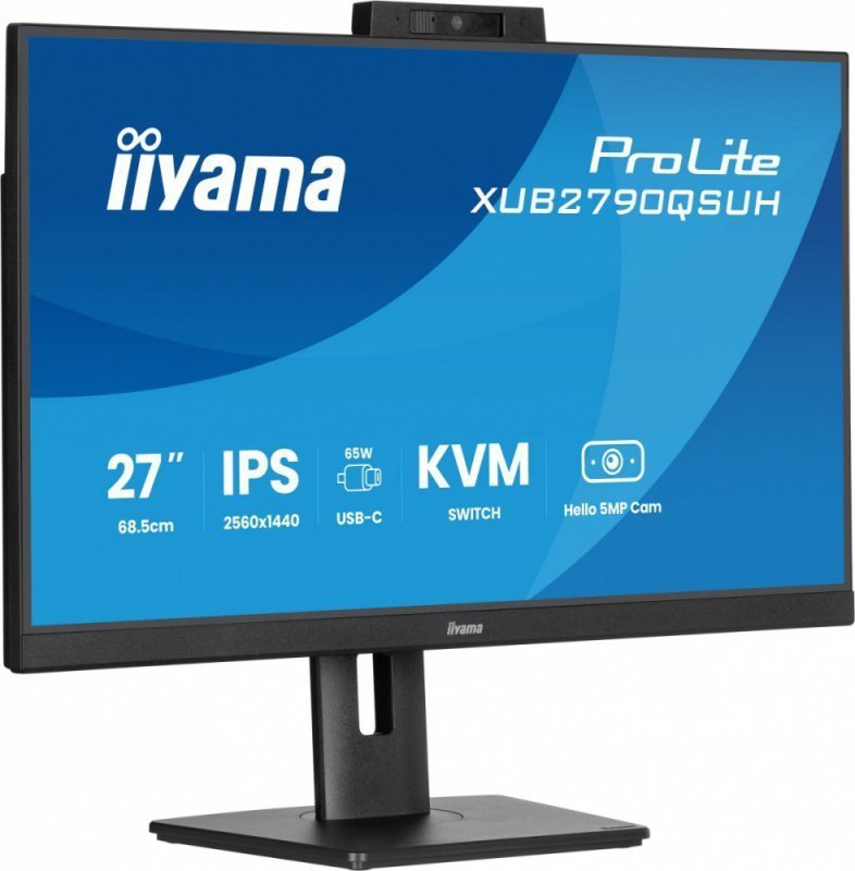 IIYAMA Monitor 27 cali XUB2790QSUH-B2 IPS,QHD,CAM,MIC,HDMI,DP,3xUSB(3.2),  100Hz,ADAPTIVE SYNC,FlickerFree,2x2W,WINDOWS HELLO