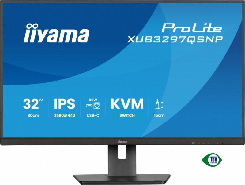 IIYAMA Monitor 32 cale XUB3297QSNP-B1 IPS,QHD,USB-C DOCK (95W), USB HUB 4x, KVM,  RJ45