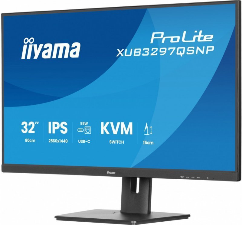 IIYAMA Monitor 32 cale XUB3297QSNP-B1 IPS,QHD,USB-C DOCK (95W), USB HUB 4x, KVM,  RJ45