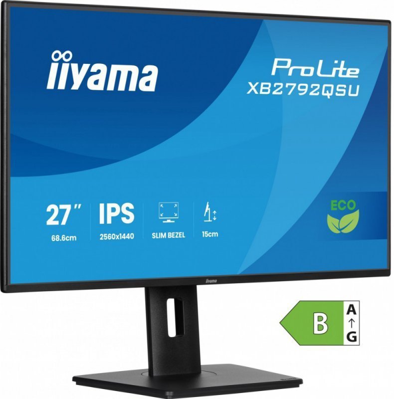 IIYAMA Monitor 27 cali XB2792QSU-B1   IPS,QHD, HAS (150) PIVOT,              120Hz,HDMI,DP, 350cd,1500:1, cienkie ramki, 2xUSB 3