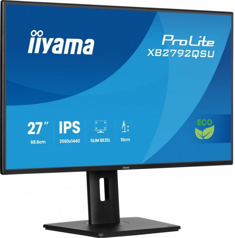 IIYAMA Monitor 27 cali XB2792QSU-B1   IPS,QHD, HAS (150) PIVOT,              120Hz,HDMI,DP, 350cd,1500:1, cienkie ramki, 2xUSB 3
