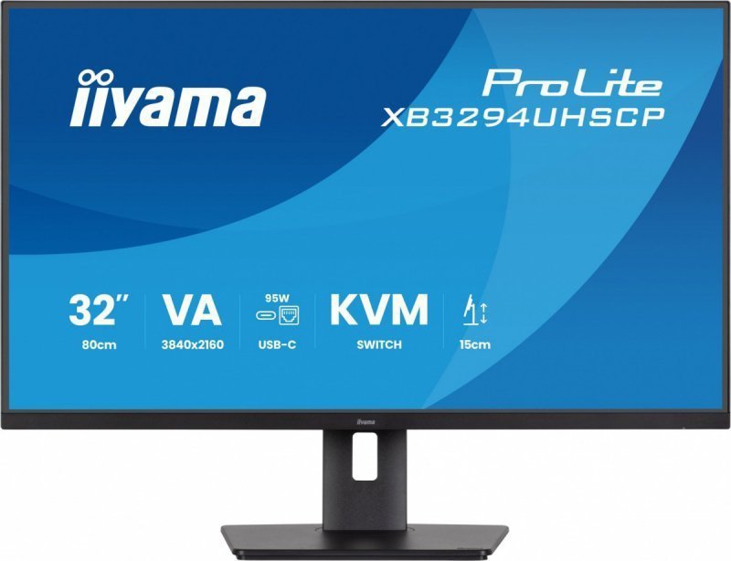 IIYAMA Monitor 31.5 cala XB3294UHSCP-B1.4K,VA,2xHDMI,DP,USB-C dock 95W, PIP,RJ45, 400cd, 2ms, 4xUSB, KVM,Sync,2x5W, HAS (150) PI