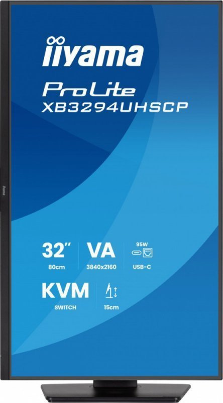 IIYAMA Monitor 31.5 cala XB3294UHSCP-B1.4K,VA,2xHDMI,DP,USB-C dock 95W, PIP,RJ45, 400cd, 2ms, 4xUSB, KVM,Sync,2x5W, HAS (150) PI