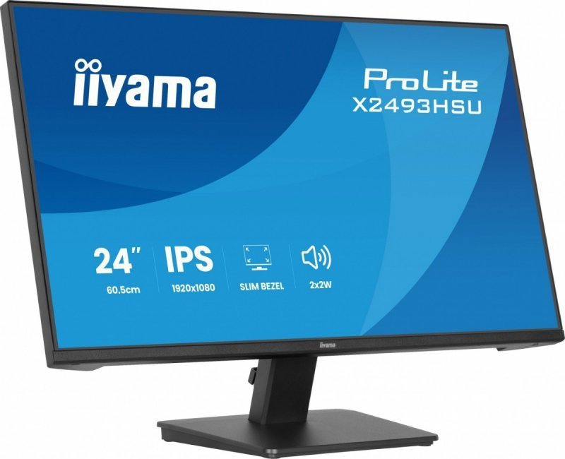 IIYAMA Monitor 24 cale X2493HSU-B1 IPS,FHD,HDMI,DP,120Hz, 1500:1, 2xUSB,    350cd, cienka ramka z 4 stron