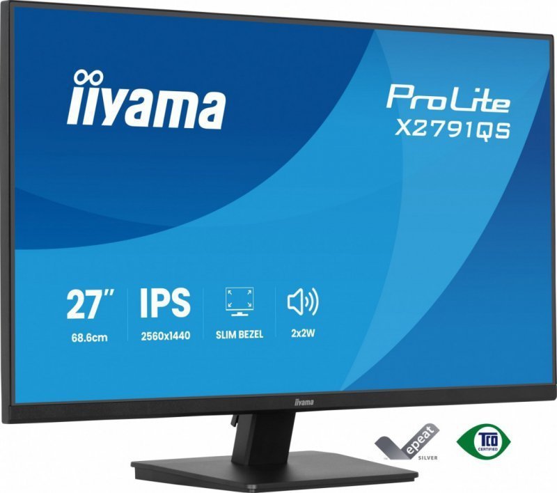 IIYAMA Monitor 27 cali X2791QS-B1 IPS, QHD, 120Hz, HDMI, DP, 2xUSB, 1500:1, 350cd, 2x2W, cienka ramka z 4 stron