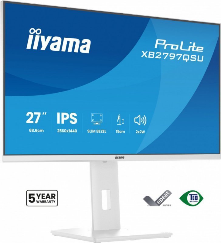 IIYAMA Monitor 27 cali XB2797QSU-W1 IPS, QHD, 2xHDMI, DP, 350cd, 75Hz, 1000:1, USB HUB x4
