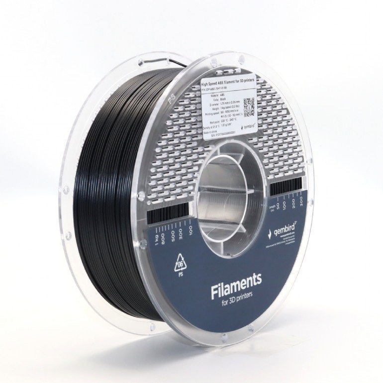 Gembird Filament ABS High Speed, 1,75 mm, 1 kg, czarny