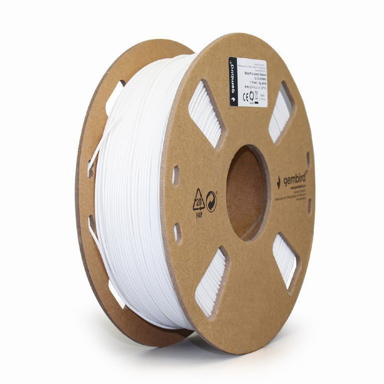 Gembird Filament PLA matowy, 1,75 mm, 1 kg, biały