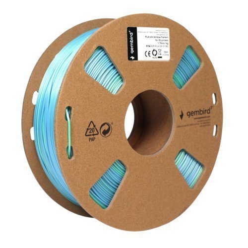 Gembird Filament PLA Silk Rainbow, 1,75 mm, 1kg, niebiesko-zielony