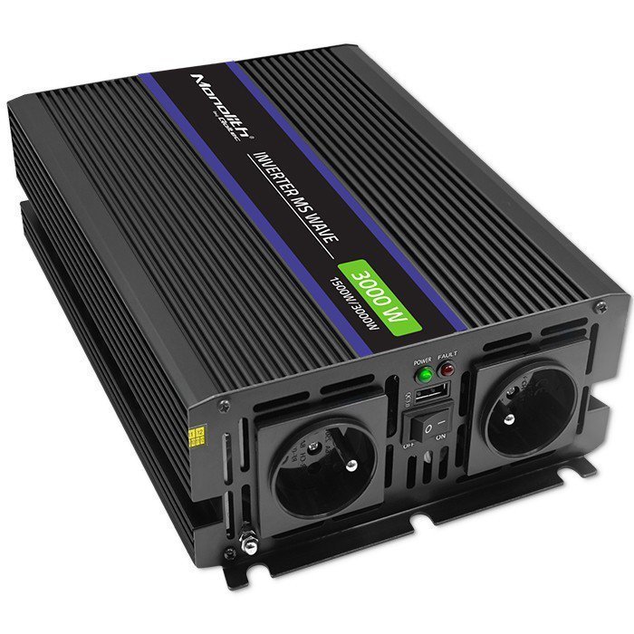 Qoltec Przetwornica napięcia Monolith 3000 MS Wave | 12V na 230V |      1500^3000W | USB