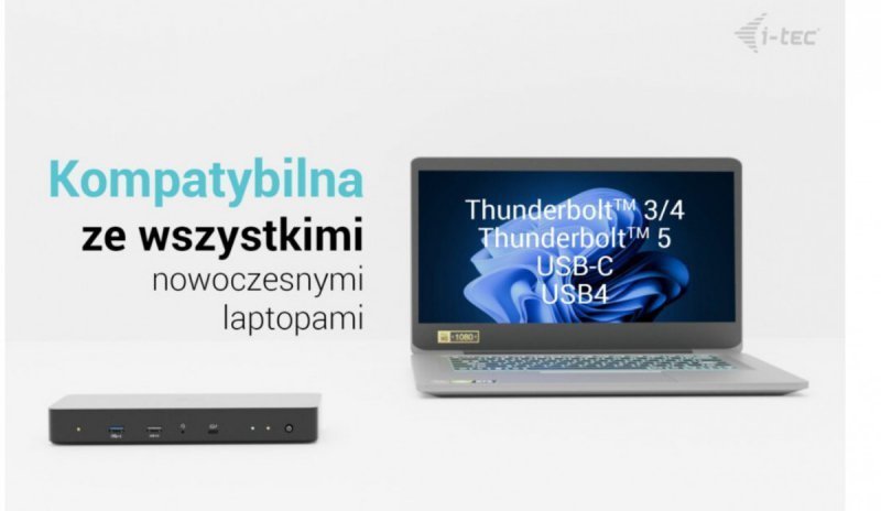 i-tec Stacja dokująca Thunderbolt 4 Intelligent Dual Display Power Delivery 90W 2x DP Video TB AUDIO LAN  USB-A 10Gbps USB-C 10
