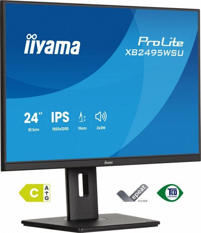 IIYAMA Monitor 24 cale XB2495WSU-B1  IPS,16:10,350cd,4ms,HDMI, 100Hz,1500:1, 4xUSB,2x2W,HAS150 (PIVOT)
