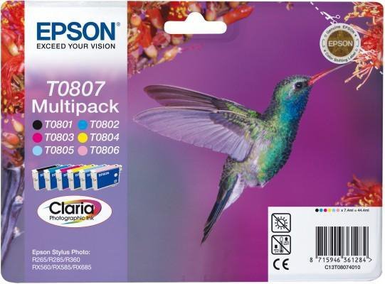 Tusz T0807 - 6 wkładów- do Epson Stylus Photo PX700W^PX800FW^R265^R285^R360^RX585^RX685
