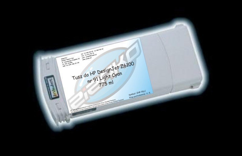 Tusz zamiennik Yvesso nr 91 do HP Designjet Z6100 775 ml Light Cyan C9470A
