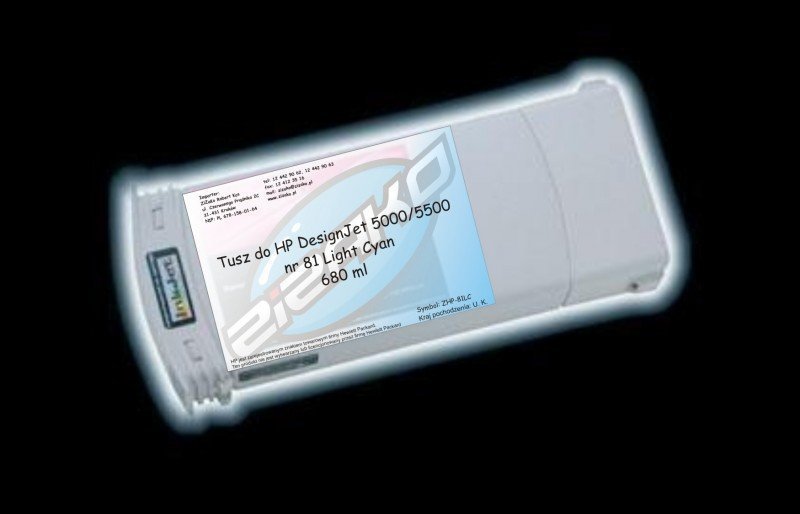 Tusz zamiennik Yvesso nr 81 do HP Designjet 5000^5500 680 ml Light Cyan C4934A - WYPRZEDAŻ!