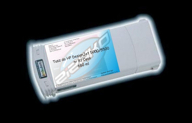 Tusz zamiennik Yvesso nr 81 do HP Designjet 5000^5500 680 ml Cyan C4931A - WYPRZEDAŻ!