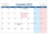 Kalendarium do kalendarza biurkowego PLANO na rok 2023 - czerwiec 2023