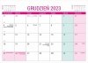 Kalendarz biurkowy PLANO dla uczniów i nauczycieli kartka z kalendarium - grudzień 2023