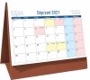 Kalendarz biurkowy stojący na podstawce PLANO 2021 brązowy