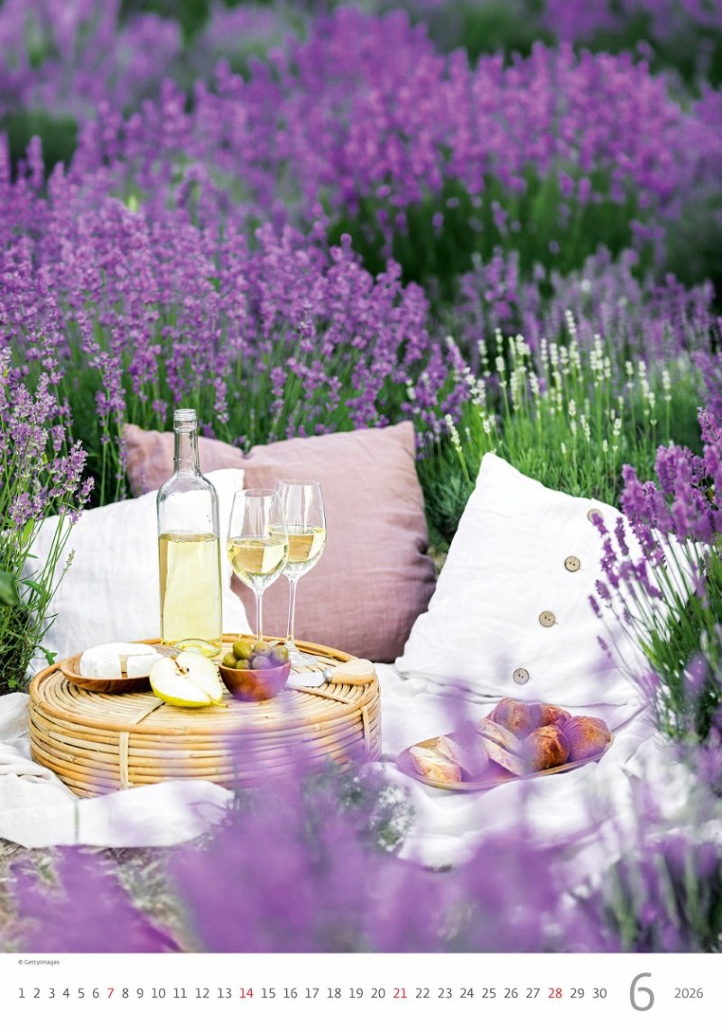 kalendarz na ścianę na rok 2026 spiralowany, duży, Prowansja