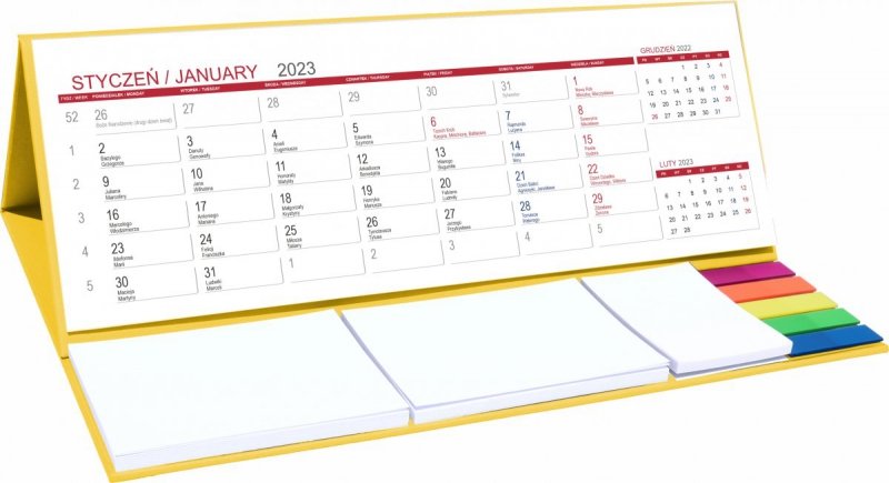 Kalendarz biurkowy z notesami i znacznikami MAXI na rok 2023