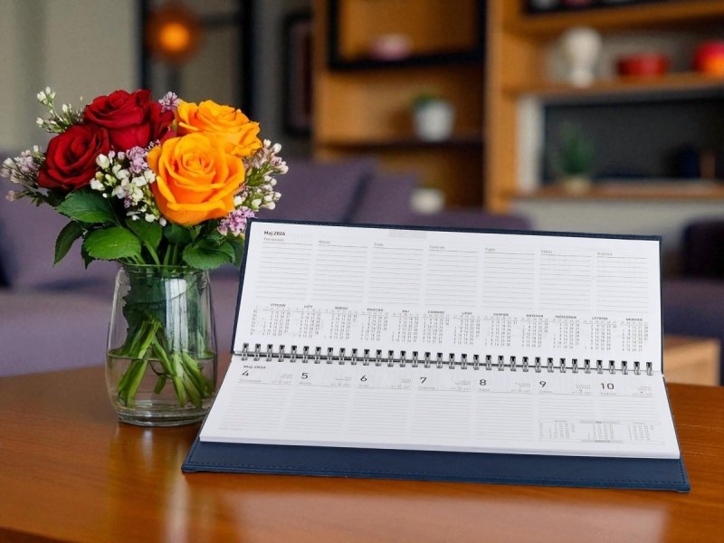 kalendarz biurkowy na rok 2026 leżący tygodniowy
