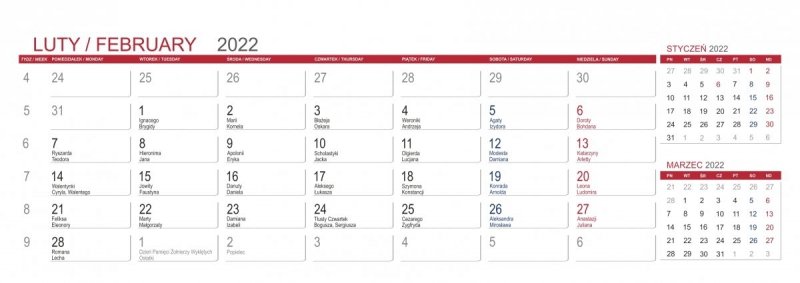 Kalendarz biurkowy z notesami i znacznikami MAXI 2022 seledynowy
