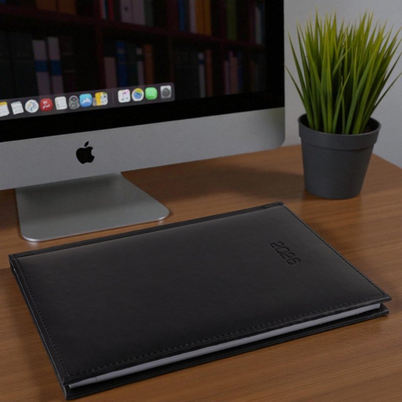 Kalendarz książkowy 2026 A4 tygodniowy papier biały drukowane registry oprawa VIVELLA EXCLUSIVE czarna