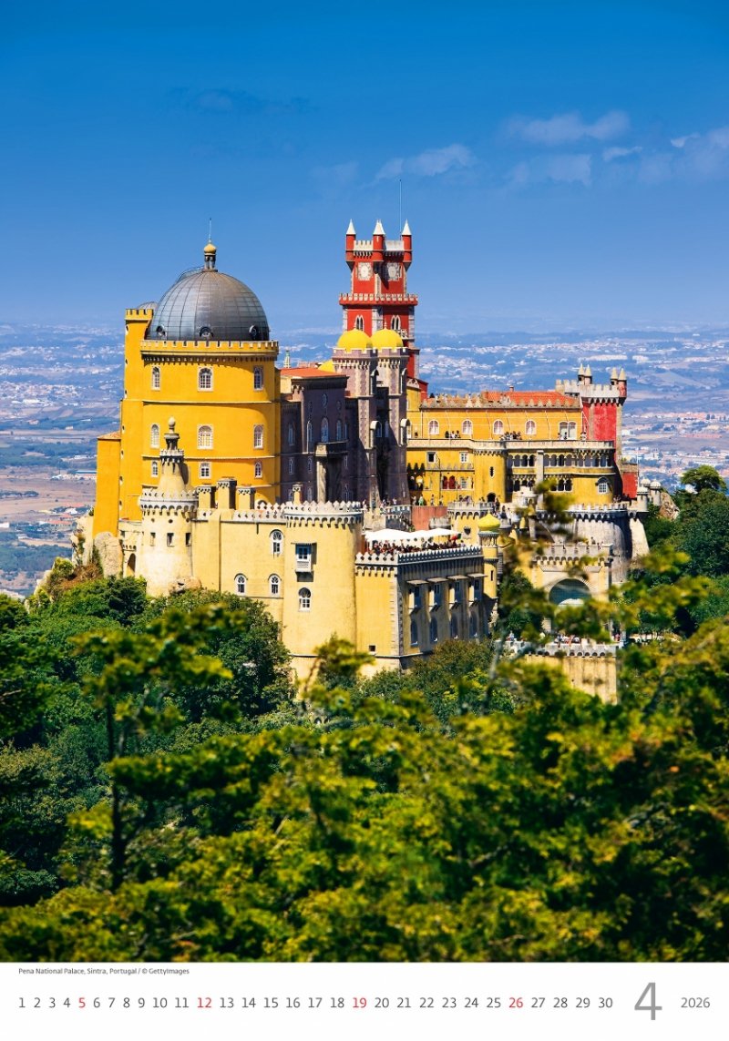 kalendarz 14-planszowy, na spirali, z pięknymi widokami Europy na rok 2026