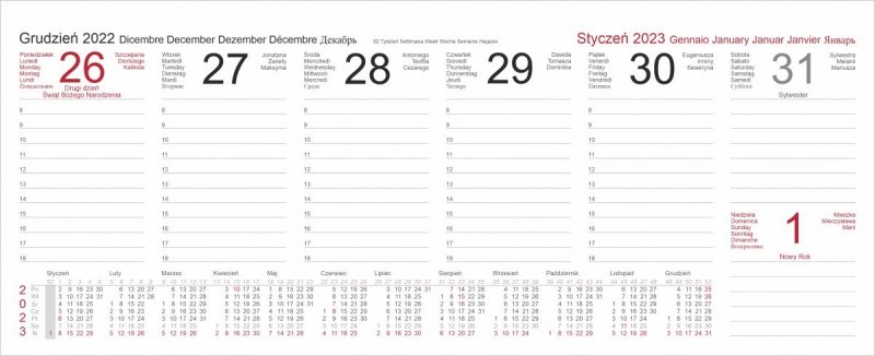Kalendarium do kalendarza PREMIUM na rok 2023 - początek roku 2023