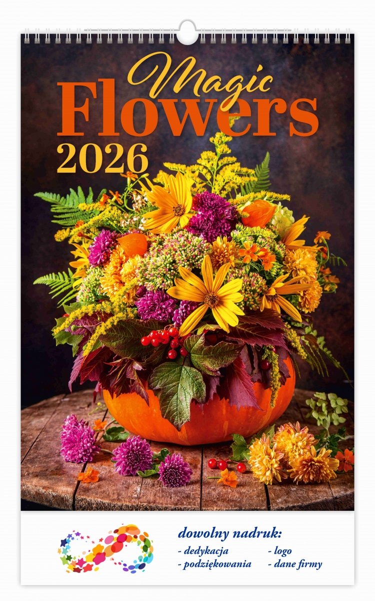 kalendarz ścienny wieloplanszowy Magic Flowers 2026 z logo