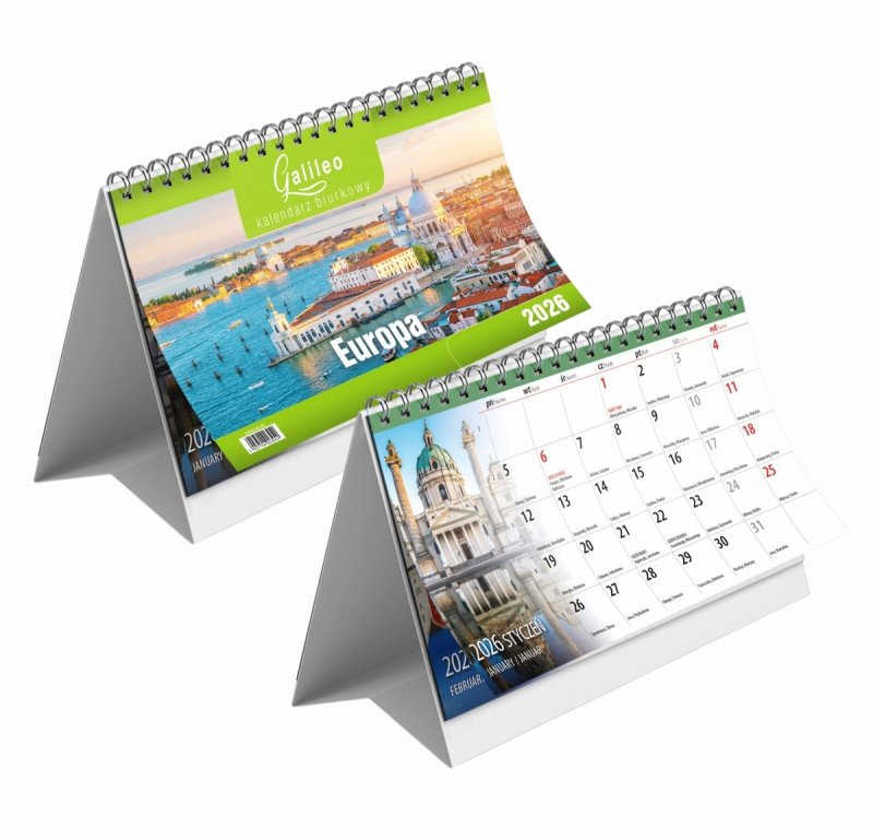 kalendarz na biurko na podstawce kartonowej