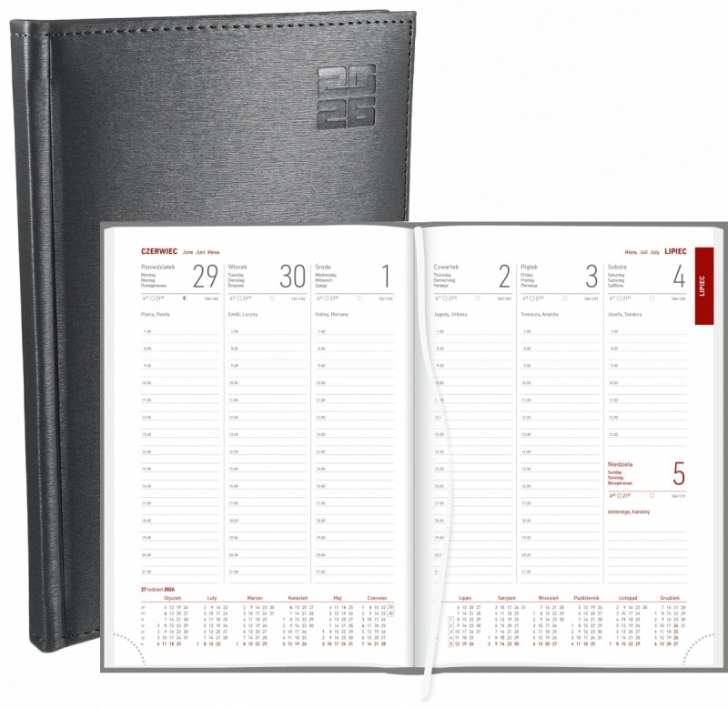 kalendarze książkowe w okładce podobnej do szczotkowanego aluminium