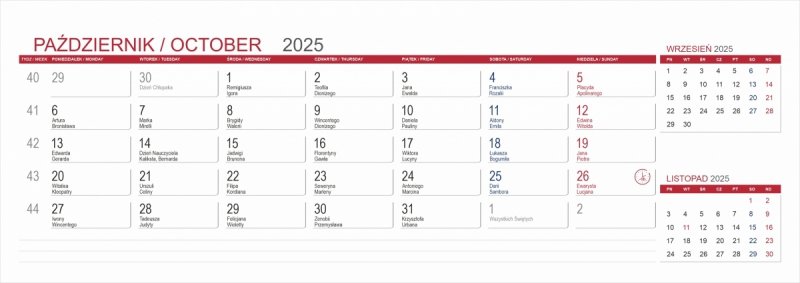 kalendarz biurowy 2025 miesięczny 