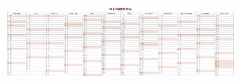 plan roku 2026 w kalendarzu biurkowym 