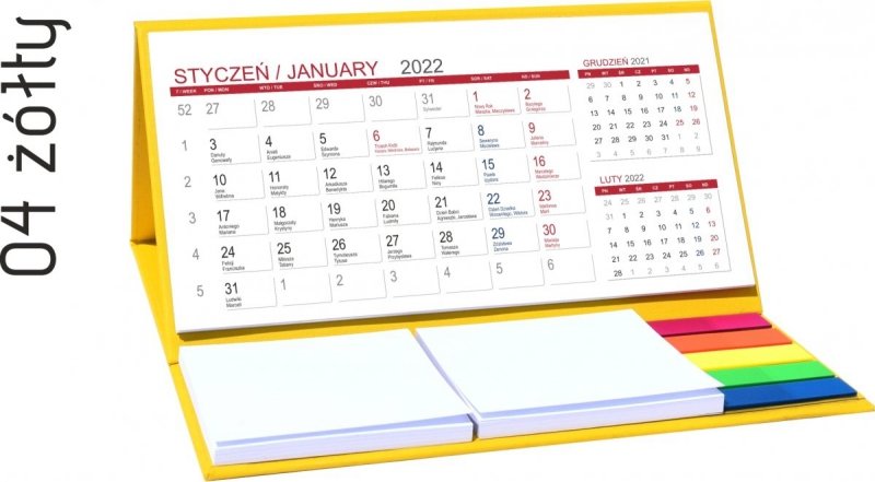 Kalendarz biurkowy z notesami i znacznikami MIDI 3-miesięczny 2022 brązowy