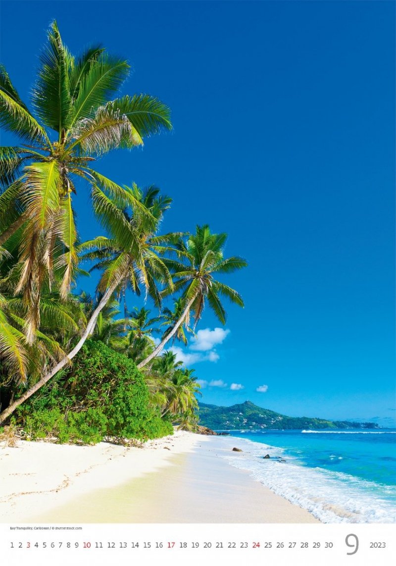 Kalendarz ścienny wieloplanszowy Tropical Beaches 2023 - wrzesień 2023