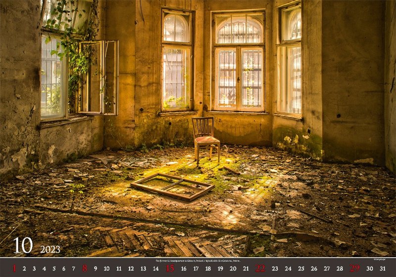 Kalendarz ścienny wieloplanszowy Urbex Forgotten Places 2023 - exclusive edition - październik 2023