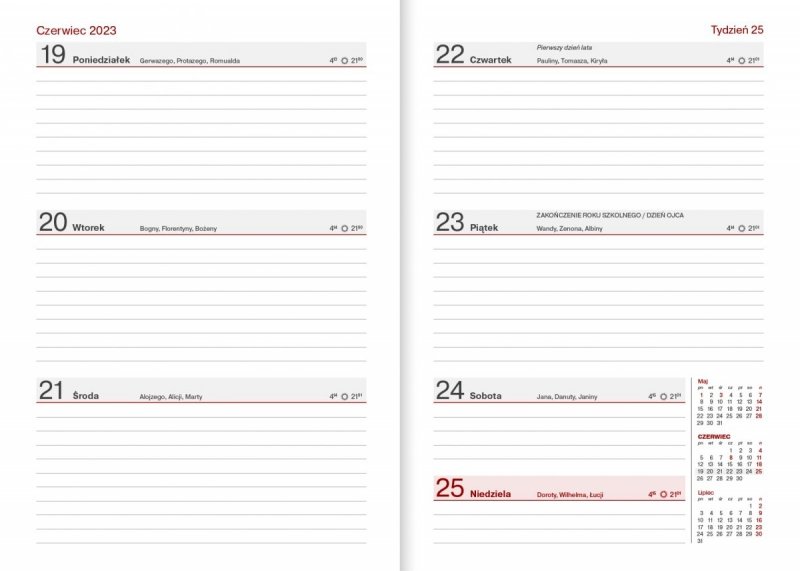 Kalendarz nauczyciela 2022/2023 z miejscem na notatki przy każdym dniu