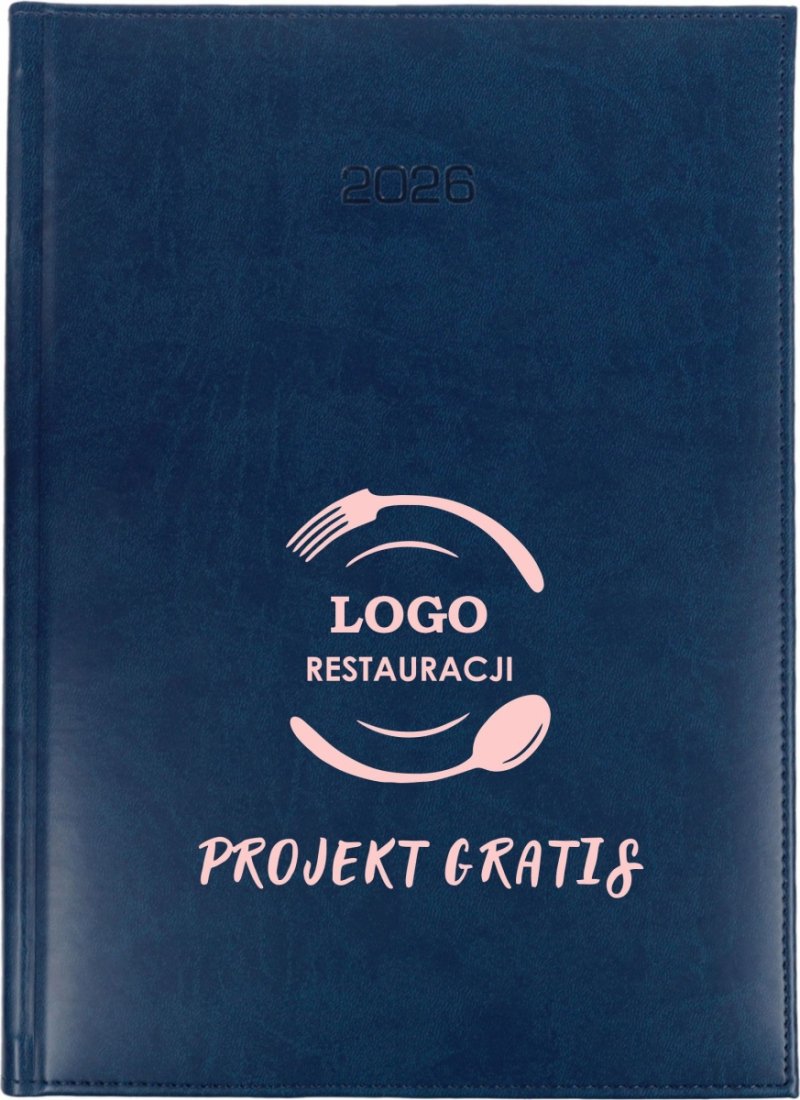 kalendarz książkowy A5 tygodniowy na rok 2026 z nadrukiem logo