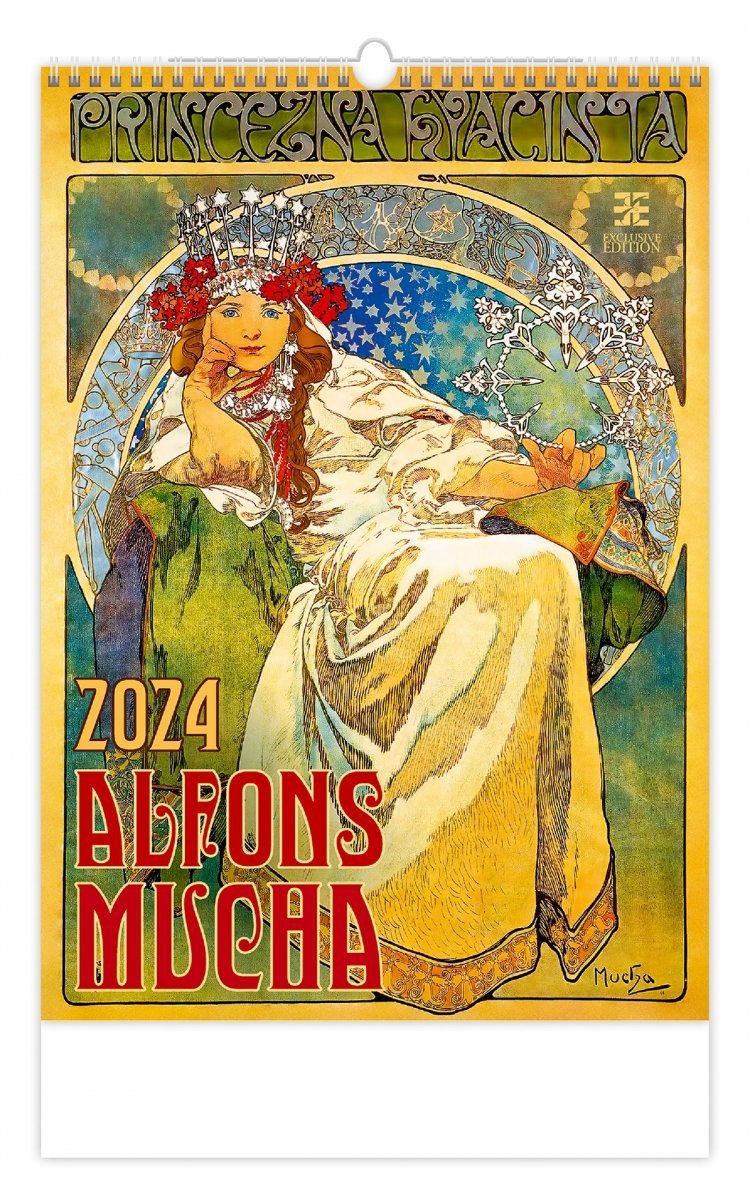 Kalendarz ścienny wieloplanszowy Alfons Mucha 2024 - exclusive edition - okładka