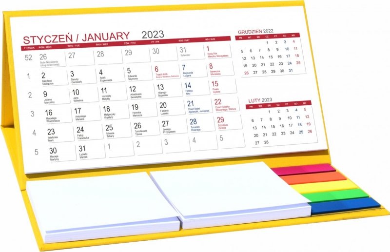 Kalendarz biurkowy z notesami i znacznikami MIDI 3-miesięczny 2023