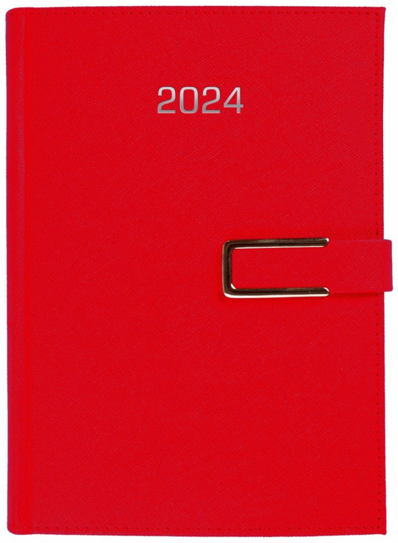 Kalendarz książkowy 2024 B5 dzienny papier chamois wycinane registry oprawa zamykana na magnes ROSSA CHROMO czerwona