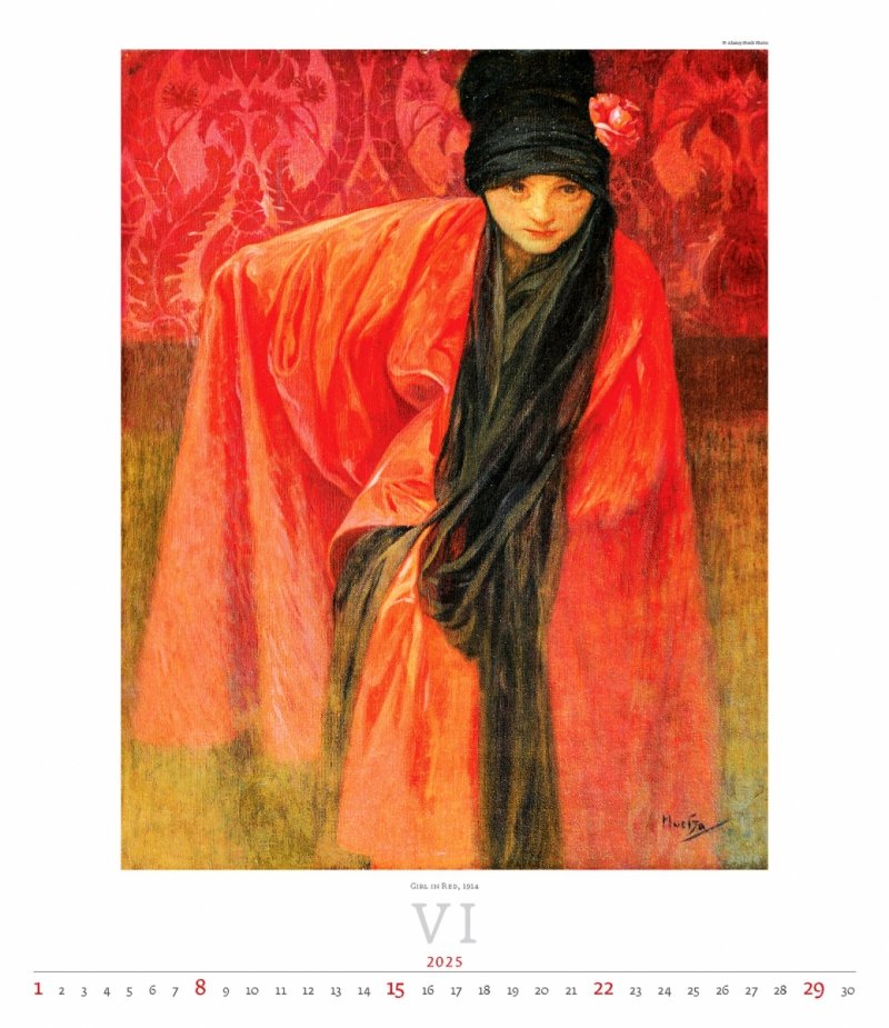 Kalendarz ścienny wieloplanszowy Alfons Mucha 2025 - exclusive edition - czerwiec 2025