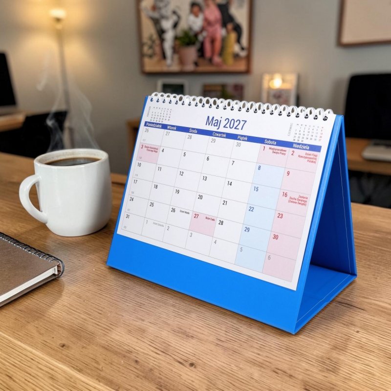kalendarz biurkowy na rok 2027 z miejscem na notatki