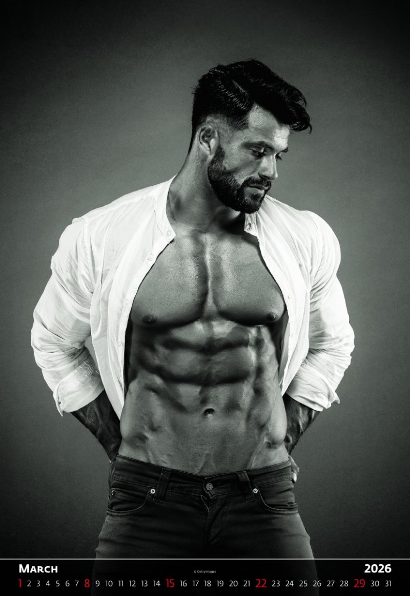 kalendarz wieloplanszowy na rok 2026 z dużymi zdjęciami mężczyzn